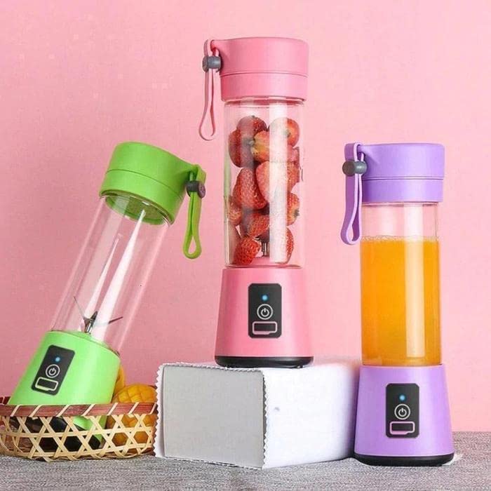 Portable USB Electric Juicer Blender – 6 Stainless Steel Blades | Rechargeable Protein Shaker & Smoothie Maker (380ml)