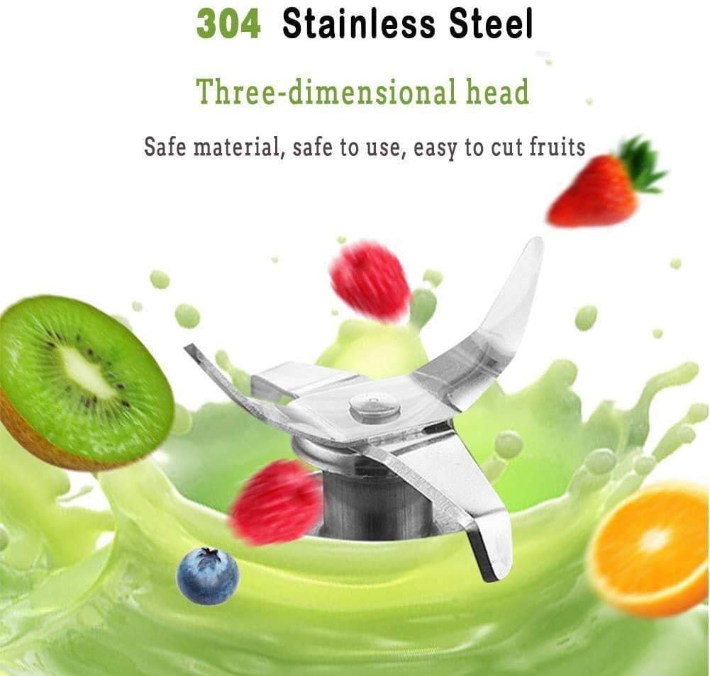 Portable USB Electric Juicer Blender – 6 Stainless Steel Blades | Rechargeable Protein Shaker & Smoothie Maker (380ml)