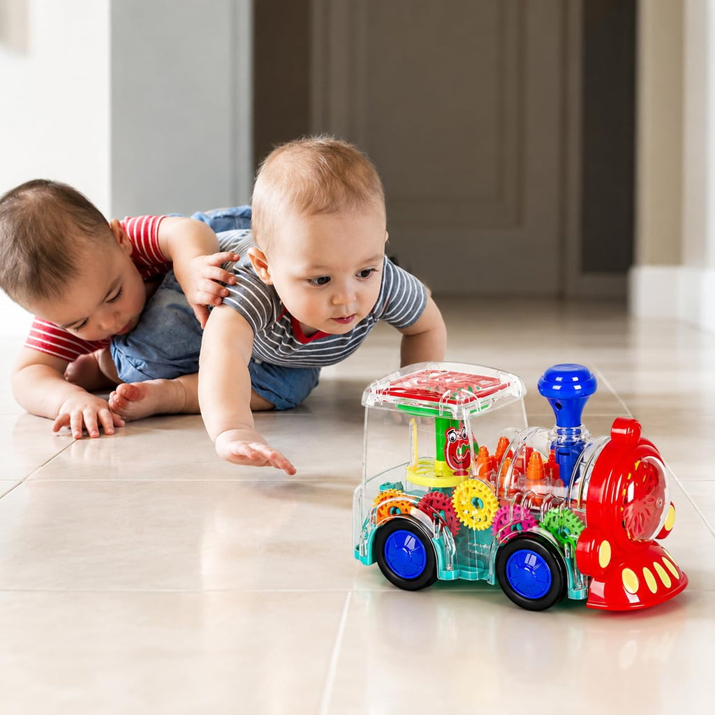 Transparent Electric Gear Train Toy with Lights & Music 1+ Year Old Boys and Girls kids