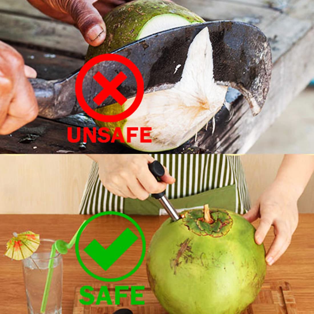 Stainless Steel Anti-Rust Coconut Knife Opener Tool