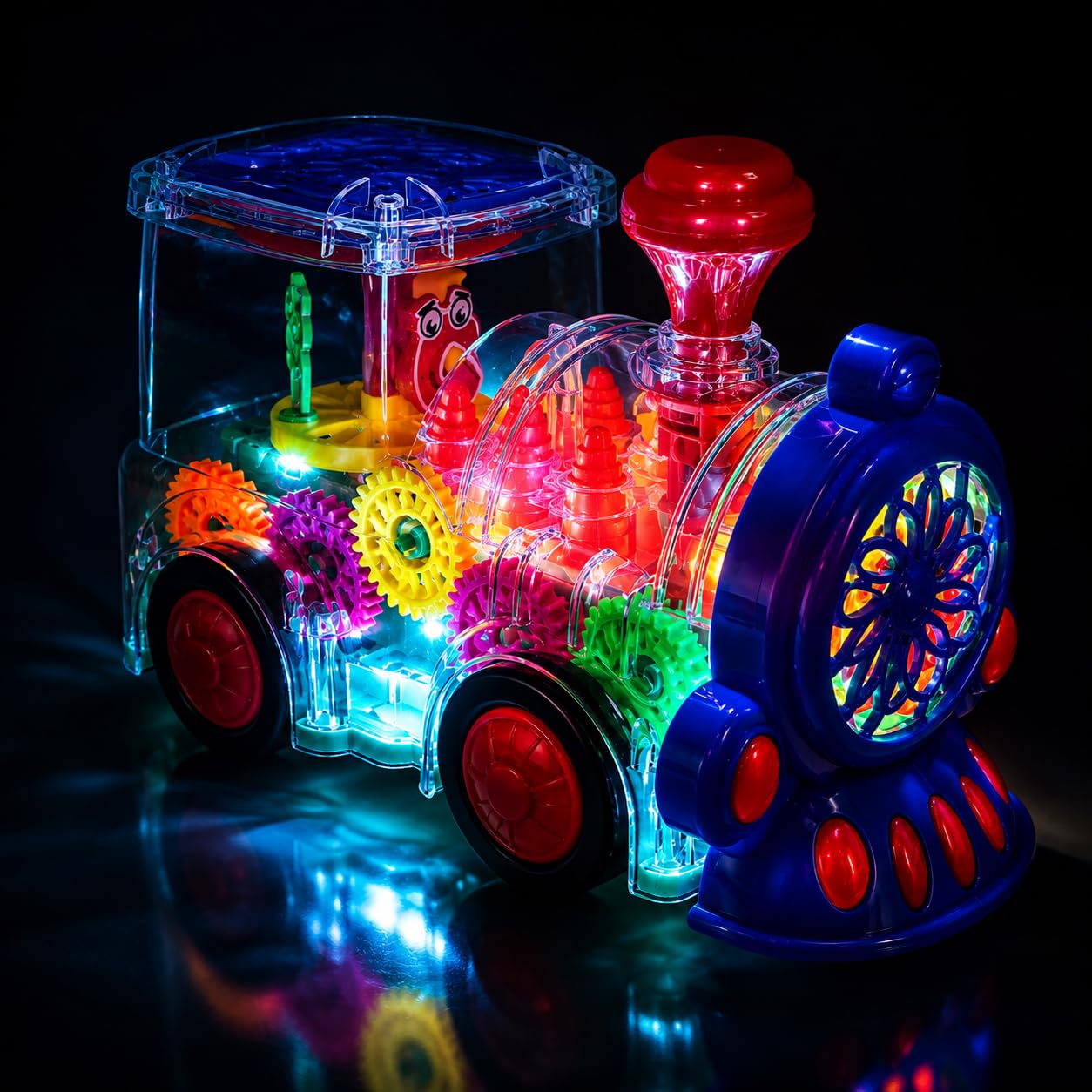 Transparent Electric Gear Train Toy with Lights & Music 1+ Year Old Boys and Girls kids