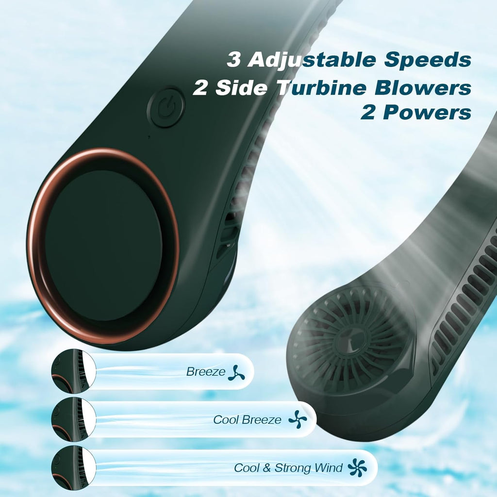 Portable Neck Fan – 360° Surrounding Airflow, Bladeless Wearable Personal Fan