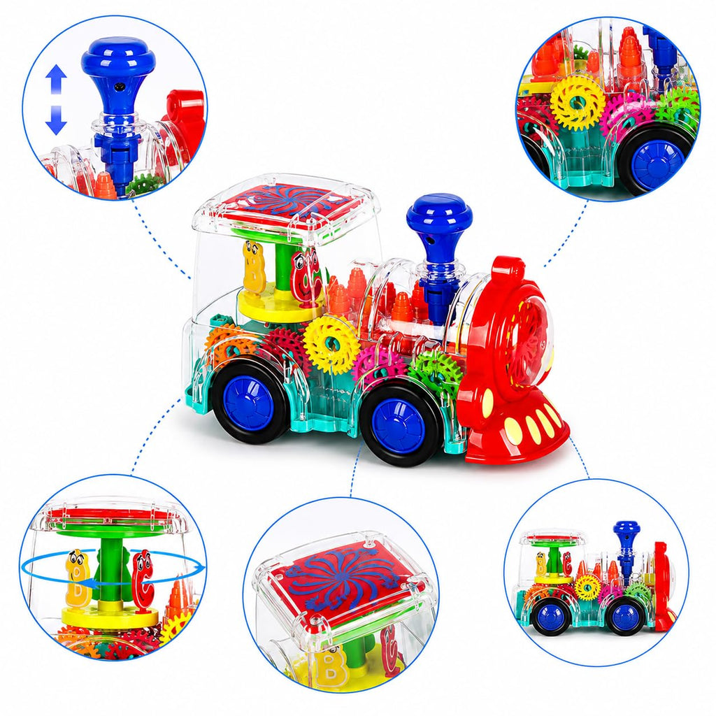 Transparent Electric Gear Train Toy with Lights & Music 1+ Year Old Boys and Girls kids