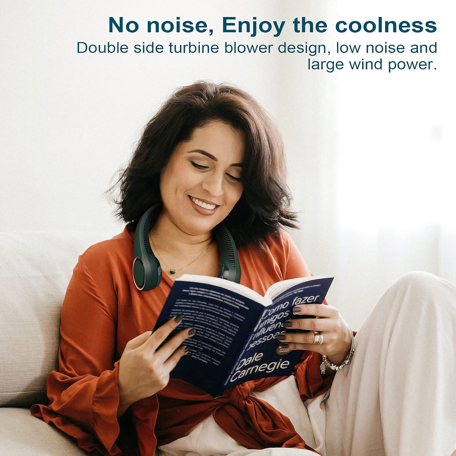 Portable Neck Fan – 360° Surrounding Airflow, Bladeless Wearable Personal Fan