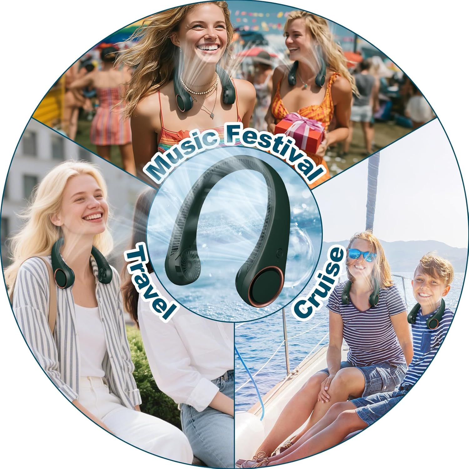Portable Neck Fan – 360° Surrounding Airflow, Bladeless Wearable Personal Fan