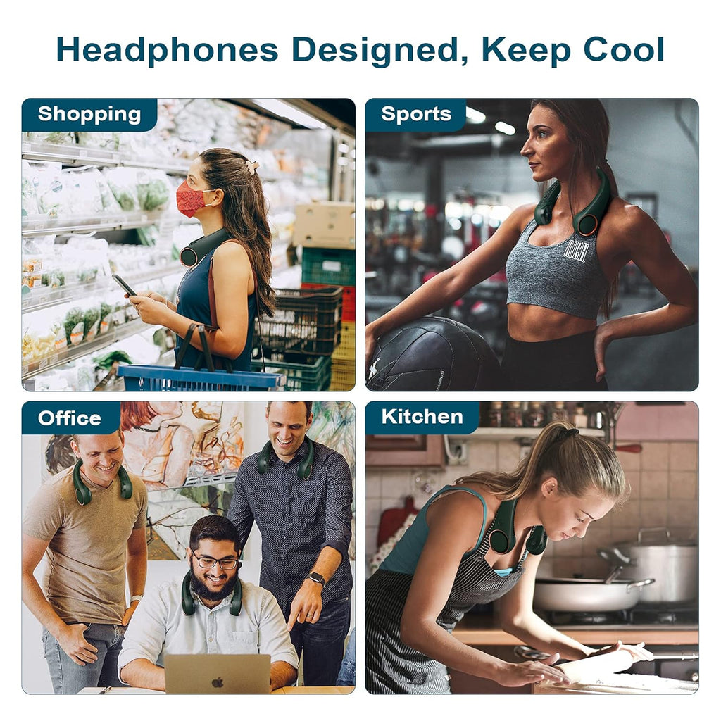 Portable Neck Fan – 360° Surrounding Airflow, Bladeless Wearable Personal Fan